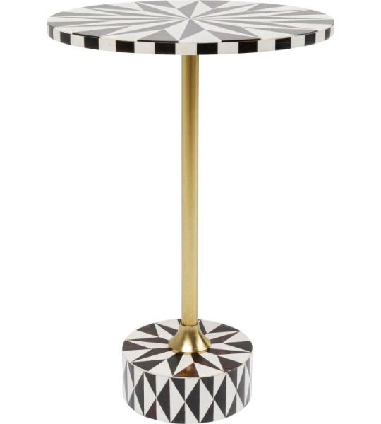 Design bijzettafel Domero Star wit/bruin, diameter 40 cm, woonkamertafel, bijzettafel rond, salontafel, stalen frame, bijzettafel, 60 x 40 x 40 cm (H x B x D)