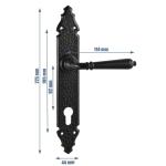 Deurklink, deurbeslag, set, deurgarnituur L 92 PZ profielcilinder voor binnendeuren, kamerdeuren, zwart mat, langschildgarnituur, deurklink BB WC