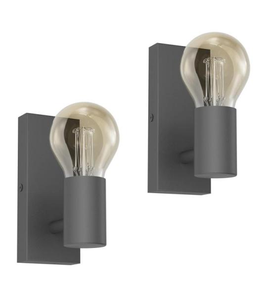 Wandlamp, E27, vintage, industrieel, draaibaar, retro, van metaal, wandverlichting voor trap, hal, slaapkamer, woonkamer, keuken, donkergrijs, lamp niet inbegrepen