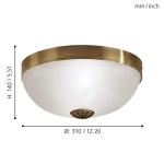 Plafondlamp Imperial, 2-lichts plafondlamp, vintage, rustiek, woonkamerlamp van gepolijst gegoten metaal en gesatineerd glas in wit, keukenlamp, hallamp, plafond met E27-fitting