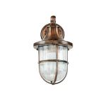 Buitenwandlamp messing glas in antiek koper IP64 tuin balkon T: 22 cm E27 riffel nostalgie maritieme wandlantaarn Outdoor SANTORIN