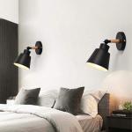 1 stuk wandlamp verstelbare wandlamp van metaal in zwart, E27-fitting, max 60 watt, wandspot in retro/vintage design, geschikt voor LED-lampen, kinderkamer, werkkamer
