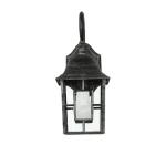 Maritime wandlamp buiten FRIESEN zwart-zilver aluminium glas lantaarn E27 H: 37 cm buitenlamp tuin balkon