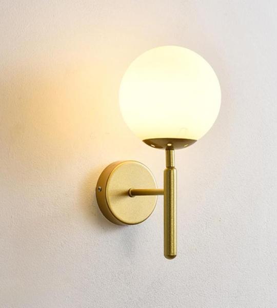 Led-wandlamp voor binnen, rond, glas, kristal, wandlamp, rustieke wanddecoratie, landhuisstijl, wandverlichting, slaapkamer, woonkamer, kinderkamer, badkamer, loft-lampen E27 (melk