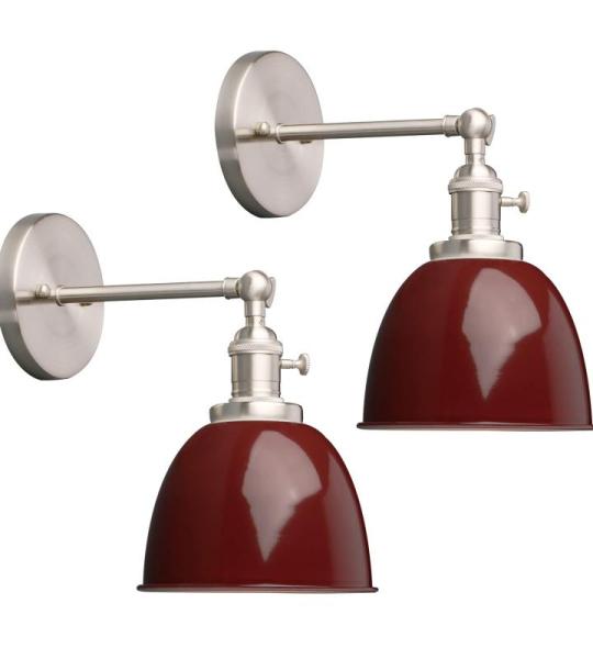 Wandverlichting wandlampen 2 stuks plafond halve cirkel met metalen kap vintage industriële loft wandlampen antiek decoratief design wandverlichting keuken wandlamp (rood)