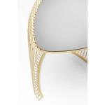 Design Bijzettafel Wire Triangle, set van 2, goud, driehoekige vorm, woonkamertafel, bijzettafel, stalen frame, tafelblad gekleurd glas, 47 x 51 x 44 cm (H/B/D), 39 x 41 x 35 cm (H