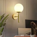 Led-wandlamp voor binnen, rond, glas, kristal, wandlamp, rustieke wanddecoratie, landhuisstijl, wandverlichting, slaapkamer, woonkamer, kinderkamer, badkamer, loft-lampen E27 (melk