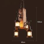 Hanglamp Vintage Hangende Verlichting Eetkamer Kroonluchter Binnen Retro Industriële Hangende Lamp Van Hout Metaal Glazen Lampenkap E27 Plafondverlichting Bar Hoogte Verstelbaar P