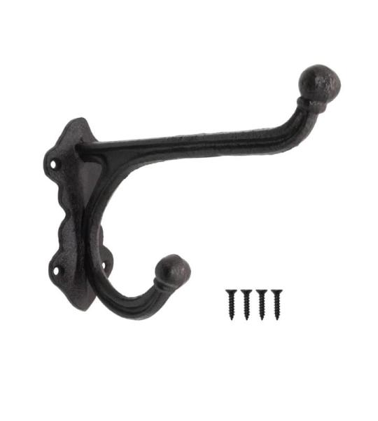 Rustieke ijzeren , garderobe, wand, 21 x 13 cm, zwart