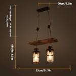 Vintage hangende lamp Industriële metalen Lineaire kroonluchter Armatuur Stijl Retro rustieke hangllicht Edison Vintage verlichting Houten kroonluchter 2 koplampen glazen lampenka