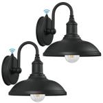 2 stuks zwanenhals schuren met schemeringssensor, zwart kleur vintage industriële metalen wandverlichting voor toegangsdeur, garage, terras, buitenmuur, boerderij excl. 1 E27-lamp
