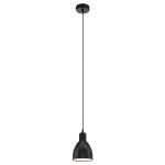 Hanglamp Priddy, 1-pits vintage hanglamp in industrieel design, retro hanglamp gemaakt van staal, kleur: zwart, wit, fitting: E27