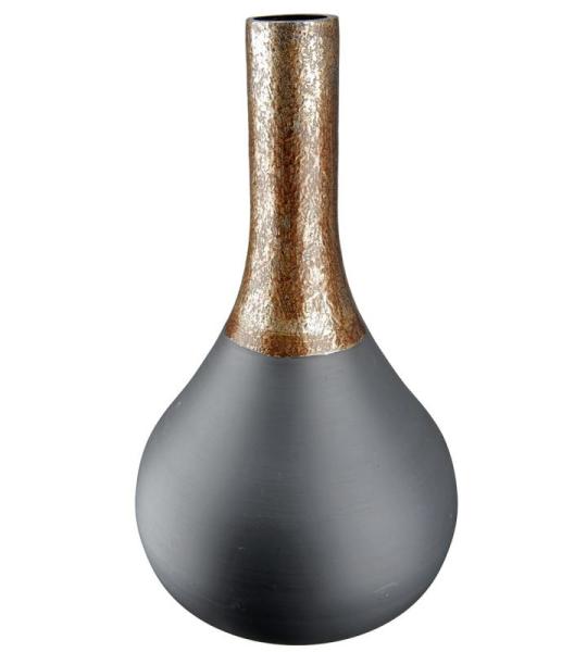 Decoratieve vaas flessenvaas van glas - bloemenvaas moderne decoratie woonkamer tafeldecoratie - kleur: zwart goud - hoogte 37 cm