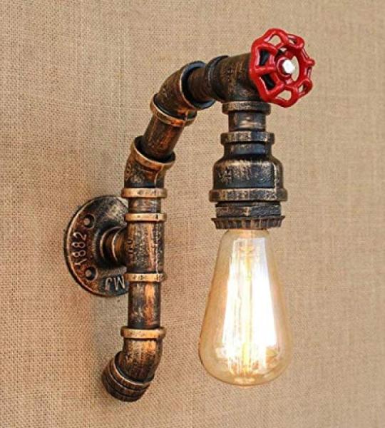 Vintage Retro Wandlamp Industrie Metaal IJzeren Waterpijp Wandlamp Rustiek Landelijk E27 Antiek Messing Restaurant Café Bar Keuken Slaapkamer Wandlamp Woonkamer Gang Wandverlichti