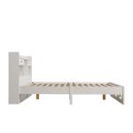 Complete slaapkamerset, modern design, houten bed + nachtkastje + commode, 140 x 200 cm, tweepersoonsbed met opbergfunctie, nachtkastje met 2 laden en een vak (wit 2)