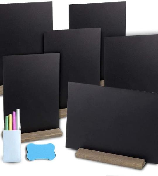 6 Stück Mini-Tafel, Schilder Doppelseitige Kleine Tafel, Menü-Kreidetafel, Schilder mit Holzständern Tischplatte Tafel, für Bar und Party Event Hochzeit, Geburtstag, Dekoration