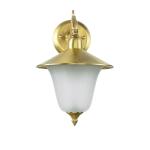 Buitenwandlamp echt messing glas wit maritiem klassiek antiek H: 30cm E14 voor tuin terras huis entree buitenlamp wandlamp buitenlamp tuin