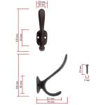 4 x rustieke ijzeren haken, wandhaken, gietijzeren design, set van 4, zwart