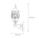 Brest Buitenlamp met bewegingsmelder, glas, aluminium, zwart, IP23, huis, binnenplaats, hoogte: 54 cm, E27, rustieke lantaarn, wandlamp voor buiten