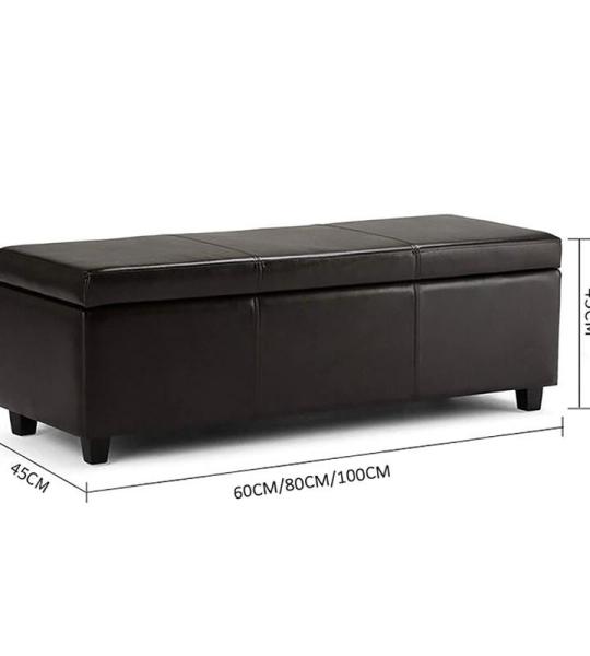 Ottomane aus Leder mit Stauraum und getuftetem Holz mit Fußstütze – moderner, rechteckiger Couchtisch für Wohnzimmer, Schlafzimmer