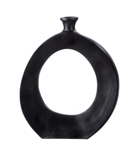 Zwarte bloemenvaas van aluminium - decoratief woonkamercadeau voor vrouwen, verjaardag, Moederdag, hoogte 40 cm