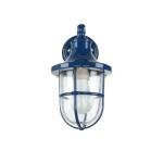 Wandlamp buiten IP64 blauw E27 glas messing massief maritiem H: 27 cm decoratieve buitenwandlamp huis tuin
