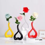 Keramische vaas, zwart, hart, vazen, decoratie, woonkamer, modern, tulpenvaas, bloemenvaas, tafeldecoratie, vaas voor pampasgras, bloemen, decoratie, esthetische Scandinavische vaz