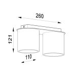 Orbis Downlight Plafondlamp, modern design met cilindrische lampenkappen, van aluminium, met 2 verwisselbare GU10-lampen, grijs, 26 x 10 x 12 cm