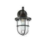 Wandlamp messing glas in zwart antiek IP64 tuin balkon H: 27 cm E27 nostalgisch rustieke maritieme wandlantaarn buiten Santorin