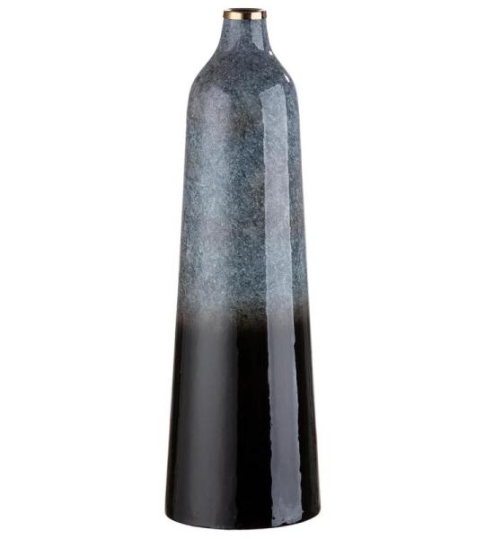 Grote decoratieve vaas XL conische metalen bloemenvaas - decoratie woonkamer cadeau voor vrouwen - kleuren: grijs zwart hoogte 49 cm