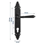 Deurklink, deurbeslag, set voor badkamer, 78 toilet, zwart, mat, langschildgarnituur voor binnendeuren, kamerdeuren, deurklink BB PZ