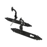 - 2er Set Türgriffe für Durchgangstüren, Mod. 100PB85, 280 x 45 x 3,5 mm, Vierkant, 8 mm, zur Verwendung mit Einsteckschlössern, geschmiedet, aus Zamak, schwarz