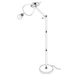 staanlamp PRIDDY, 1 lichtbron, Vintage staanlamp met industrieel ontwerp, retro staande lamp van staal, kleur: zwart, wit, fitting: E27, incl voetschakelaar