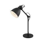Tafellamp Priddy, 1-pits vintage tafellamp in industrieel design, retro lamp, nachtkastje bedlamp van staal, kleur: zwart, wit, fitting: E27, incl schakelaar
