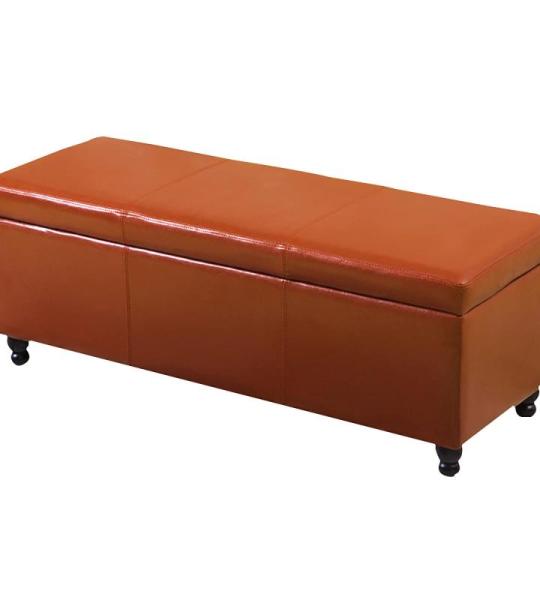Ottomane aus Leder mit Stauraum und getuftetem Holz mit Fußstütze – moderner, rechteckiger Couchtisch für Wohnzimmer, Schlafzimmer