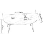 Ovale moderne salontafels voor woonkamer/glamour stijl voor woonkamer, wit/zwart kunstmarmer, salontafels voor woonkamer met verstelbaar voetkussen voor kantoordecoratie (zwart