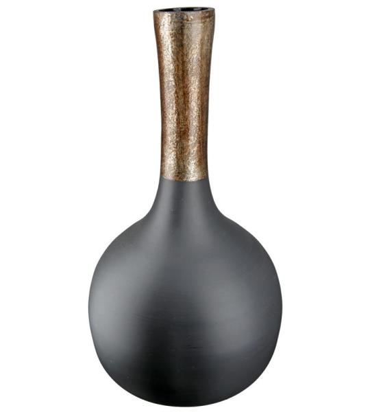 Grote decoratieve vaas XL flessenvaas van glas - bloemenvaas moderne decoratie woonkamer tafeldecoratie - kleur: zwart goud - hoogte 45 cm