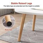 Couchtisch, Satztisch, 2er-Set, großer ovaler Couchtisch und Kleiner runder Beistelltisch mit Ablagefläche, 2-in-1-Sofatisch, Teetisch mit Beinen aus Massivholz, für，Weiß