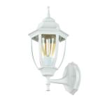 Aluminium wandlamp buiten wit rustiek glas E27 H: 38cm IP44 buitenlamp binnenplaats tuin balkon terras
