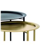HAKU Möbel Salontafel set van 2, metaal, zwart/goud, Ø 52 x H 44 cm/Ø 62 x H 49 cm