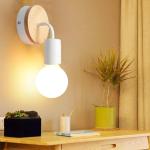 Loft Vintage Retro Industrie E27 Edison LED wandlamp licht hout & metaal lampenkap wandlampen lamp koffie wandlamp woonkamer slaapkamer nachtkastje restaurant gang (wit)