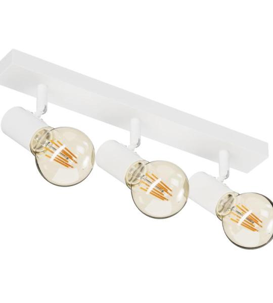 Plafondspot E27, vintage plafondlamp, 3 spots, wit, draaibaar, industriële plafondlamp, plafondverlichting van metaal, voor keuken, slaapkamer, woonkamer, 39 cm, lamp niet inbegre