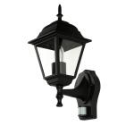 TIROL Outdoor wandlamp met bewegingsmelder, aluminium en glas, zwart, IP44, tuin, H: 37,5 cm, E27 lantaarn, wandlamp, huiswand