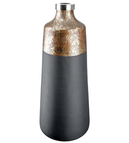 Decoratieve vaas van glas - bloemenvaas moderne decoratie woonkamer tafeldecoratie - kleur: zwart goud - hoogte 37 cm