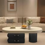 Luxe moderne minimalistische salontafel met opbergplank voor woonkamer klein formaat (100x60x40cm)