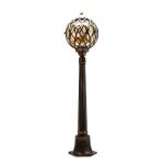 Pad verlichting metaal kunstglas in koper antiek IP43 weg tuin 115 cm hoog E27 nostalgie rustieke buitenstaande lamp ingang KAIRO