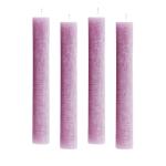 Set van 4 rustieke staafkaarsen, hoogte: 24 cm, diameter: 3,4 cm, 24 uur brandduur, dikke kaarsen, dinerkaarsen, tafelkaarsen, kerkkaarsen, kleur: lila
