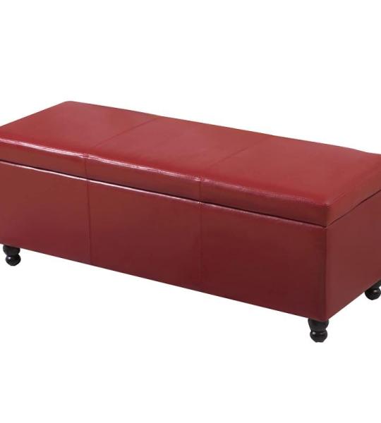 Ottomane aus Leder mit Stauraum und getuftetem Holz mit Fußstütze – moderner, rechteckiger Couchtisch für Wohnzimmer, Schlafzimmer