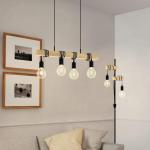 Townshend 95499 Houten hanglamp met 6 hangende vlammende lichtbollen; fittingen: E27