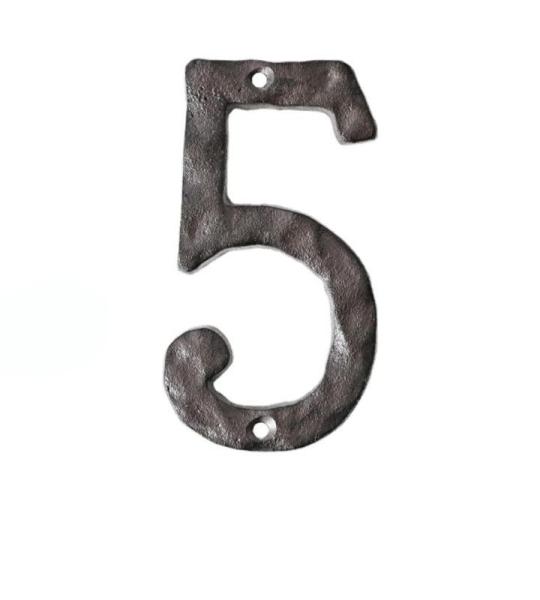 Hausnummern, 14 cm, robust, rustikal, Gusseisen, Metall, Hausadresse, gehämmertes Aussehen (5)
